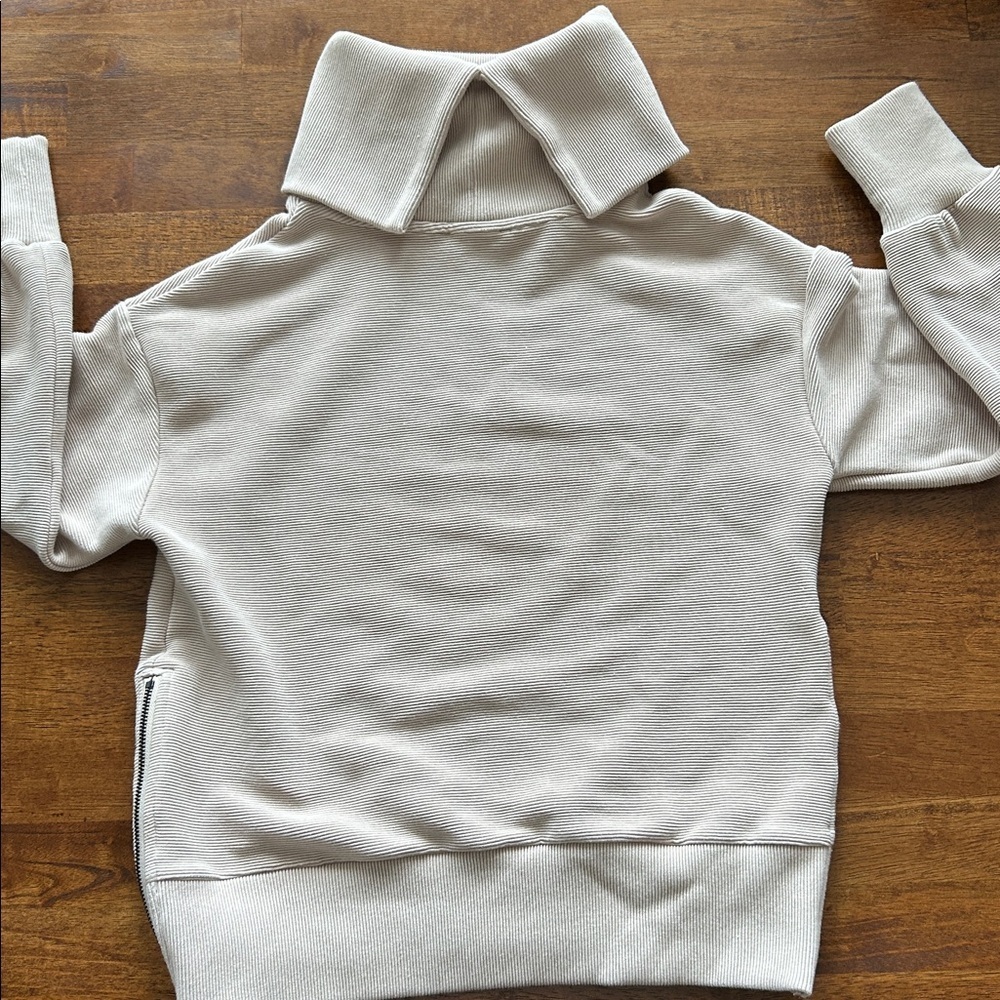 Truth ribbed cowl neck athletic double side zip long sleeve active top size S​​​ - Picture 6 of 9